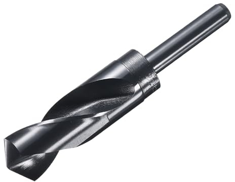 sourcing map 28mm Drill Bit 1/2 Reduced Shank 4341 High-Speed Steel | Twist HSS Nitriding Black 135° for Light-duty Soft Metal Aluminum Alloy Wood Plastic