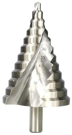 6-65mm/6-60mm HSS Rundschaft Stufenbohrer Spiral Metall Holzbearbeitung Stufenbohrer Lochbohrer Zimmerei Holzwerkzeuge(Silver 6-60mm)