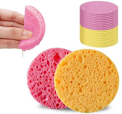 Gesichtsschwamm,20 Stück Compressed Facial Beauty Sponges,Natürliche Schminkschwamm,Wiederverwendbarer，Make up Kosmetik Schwämmchen，Spa-Schwämme für die Gesichtsreinigung,Abschminken,Peeling-Maske