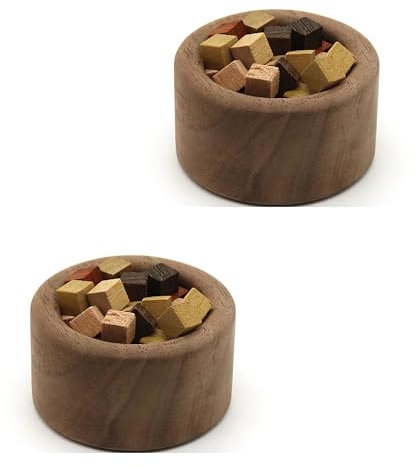 Lot de 2 mini diffuseurs d'aromathérapie en bois de noyer - Bois essentiel - Petit diffuseur d'huiles essentielles - Mini boîte portable pour voiture, salon (B)