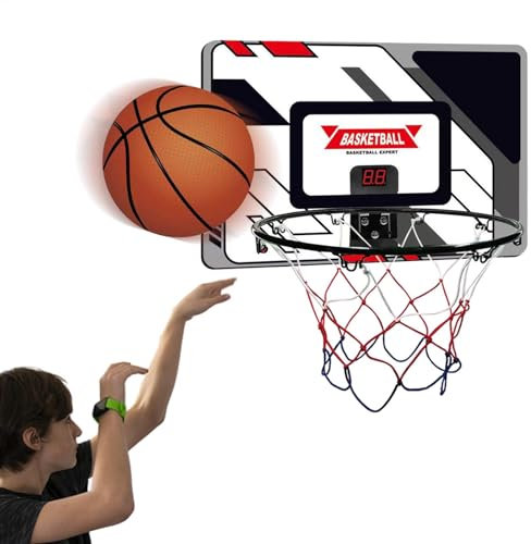 Panier de Basket pour, Panier de Basket au-Dessus de la Porte - Panier de Basket avec Tableau d'affichage électronique - Décor de Chambre de garçons, Ensemble de Jeu de Sport de Balle, Accessoires de