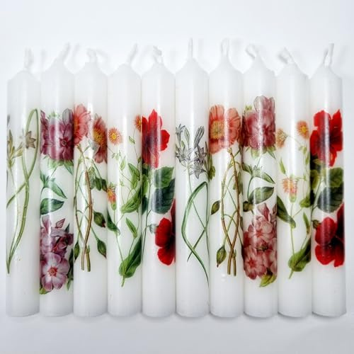 GLOWYBOX Geburtstagskerzen Kerzenring Kerze Blume Kindergeburtstag bunte Kinderkerzen Geburtstagszug Kerzen mit Blumen bedruckt Minikerzen Jahreszeitenring Geburtstagsring Vintage Blumen Kerzenspirale