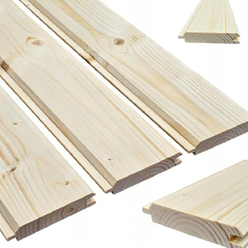 QLS Profilholz Nut Feder Fichte Kiefer 120 x 9 cm Natur | Vierseitig gehobelt und splitterfrei mit Nut-und-Feder-System. Geeignet für Wand, Decke, Sauna, Gartenhaus und DIY-Projekte