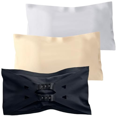 GWAWG 3PCS Teen Strapless Bandeau Seamless Underwear Tube Bra with Fixed Bust Pad,Removable Invisible Shoulder Strap,Underwire Free Bra pad Strapless Crop Top for Kids 10-18 Years