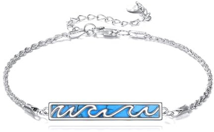 DAYLINLOVE Wellen armband 925 Sterling Silber Wellen Schmuck mit Türkis Wellen Geschenk für Frauen Männer Mädchen