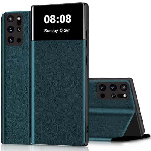 Wallet Case für Samsung Galaxy S20 Fe Hülle Clear View Handyhülle für Samsung S20 Fe Klapphülle Flip Cover mit Ständer Stoßfest Kratzfest Leder Schutzhülle Kartenfach Handytasche 5G/6.5 (Grün)