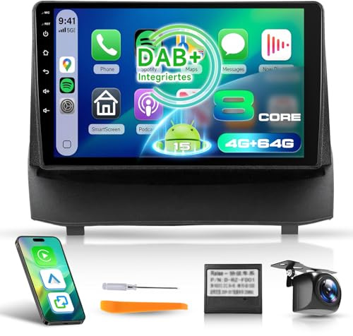 8Core 4G+64G DAB Car Stereo Radio for Ford Fiesta 2009-2014 AM/FM/RDS | Hodozzy 9 1280P Touchscreen Fiesta Radio with 5GWifi DSP BT5.0 Wireless Carplay Android Auto GPS SWC Reverse Camera