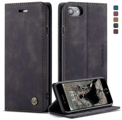 Ottcooed Cover per iPhone SE 2022/2020/ iPhone 8 / iPhone 7 Custodia, Cover Pellicola a Libro Portafoglio in Pelle Porta Carte Protettiva Slot per Scheda Flip Case con iPhone SE 2022/2020, Nero
