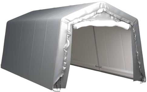 Emmtore Lagerzelt UV-beständig Industriezelt Zelthalle Weidezelt Zelt Zeltgarage Foliengarage Unterstand Lagerhalle Stahl Grau 300 x 600 cm