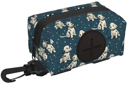 Soporte para bolsas de excrementos de perro para correa, suave, ligero, bonito estampado de manchas, dispensador de rollos, cierre de , accesorios para caminar con cremallera y mosquetón