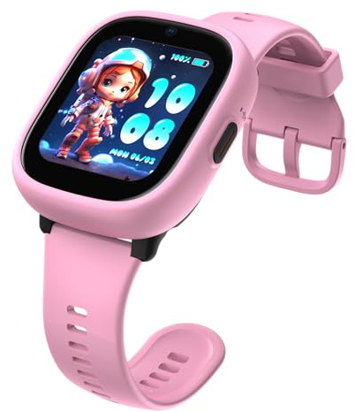 Radiocom - Watch 4G/Wi-Fi för barn - Smartwatch med GPS och SOS - Samtal och videosamtal - Chatt och meddelande-kamera - IP68 vattentät - LAGENIO-app - 1,7-tumsskärm - Tillbehör ingår