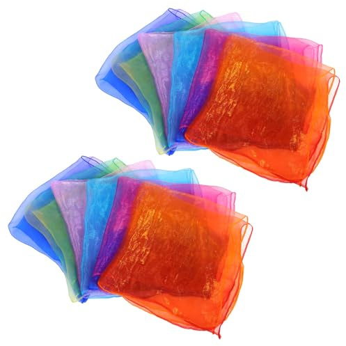 Kisangel 12 pièces Lot de Foulards de Jonglage Multicolores pour Garçon Fille Écharpes de Danse Acrobatiques Accessoires de Performance et Motricité pour Tout-Petits