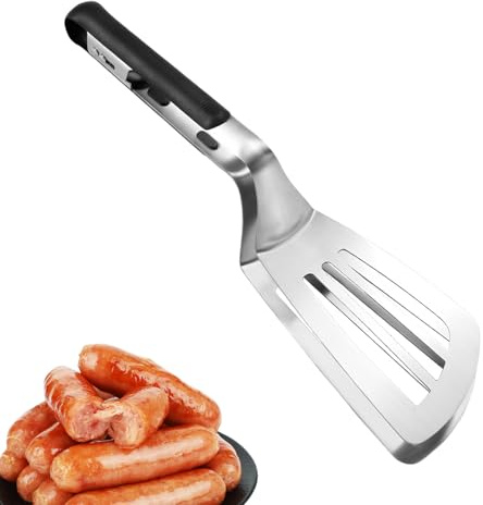 Espátula para parrilla | Mango alargado Multifunción Retorno-Huevos Accesorio de Alimentos - Pinzas de Cocción para Voltear | Para Pescado Hamburguesa Barbacoa Freír Panqueques Pizza