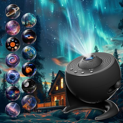 FlyEagle Galaxy Projector 13 in 1 Planetarium Star Projector, 360° Rotating Night Light Projector with Timer & Focus Knob, HD Space Projector Light for Bedroom Kids Adults Home Decor, Black