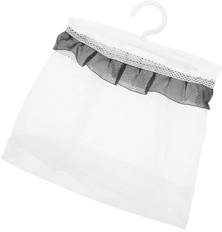 OSOLADY Borsa a Rete Sospesa Nera Bordo in Pizzo, Porta Mollette da Bucato Resistente e Leggero, Organizer Multifunzione per Casa, Balcone e Viaggio, Contenitore Salvaspazio per Bucato