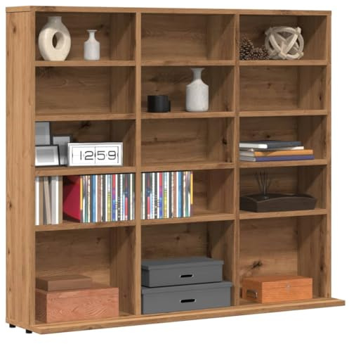 Kaloriko CD-hylla Artisan-ek trämaterial 100 x 23 x 89,5 cm med öppen hylla, förvaringsutrymme för CD DVD och media, mångsidig som skänk, lowboard, byrå för vardagsrum, kontor eller ungdomsrum
