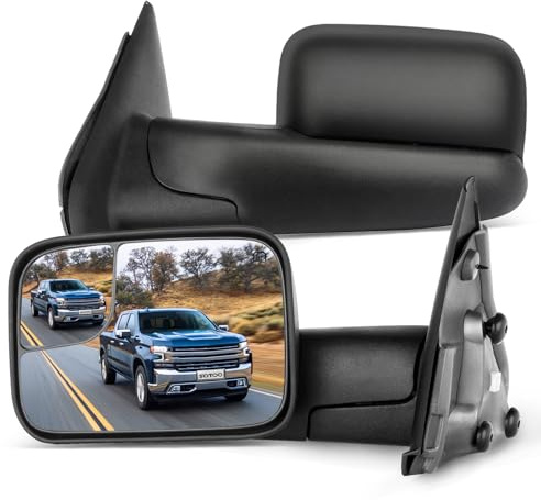 SCITOO Towing Mirrors fit for Dodge for Ram Exterior Accessories Mirrors fit 02-08 for Ram 1500 03-09 for Dodge for Ram 2500 3500 Blind spot mirror Telescoping Features (02-08 power heated mirrors)