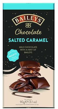 Baileys Chocolate Salted Caramel Bar | 1 x 90 g | zartschmelzende Schokoladentafel | gefüllt mit Baileys Likör und gesalzenem Karamell