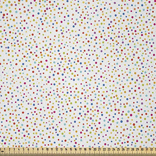 ABAKUHAUS Bunt Stoff als Meterware, Regenbogen-Punkte-Muster, Microfaser Stoff für Dekoratives Basteln, 1M (230x100cm), Mehrfarbig