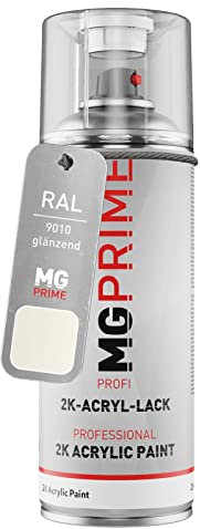 MG PRIME RAL 9010 Reinweiss/Pure white glänzend 2K Acryl Spraydose Sprühdose 400 ml schnelltrocknend