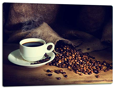 TMK - Planche à découper en verre, avec plaque de cuisson en ceranfeld, 52 x 40 cm, motif cafe