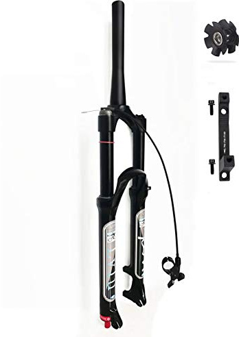LvTu Mountainbike Gabel 26 27.5 29 Zoll Luft Federgabel 140mm Federweg, Rebound Adjust MTB Vorder Gabel, mit 180mm Scheibenbremse Adapter (Color : Tapered Remote Lock Out, Size : 29 inch)