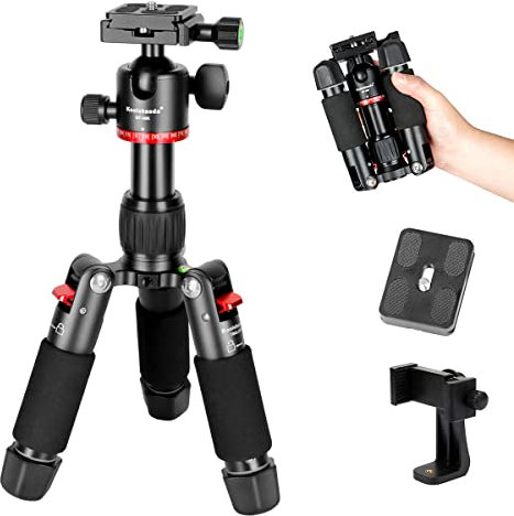 Koolehaoda Portable Mini Tripod 18inch/46cm Tabletop Tripod with 360° Low-Profile Ball Head and Two 1/4 Quick Release Plates for DSLR Camera, Load up to 13.2 Lbs/6kg TMQ-255S