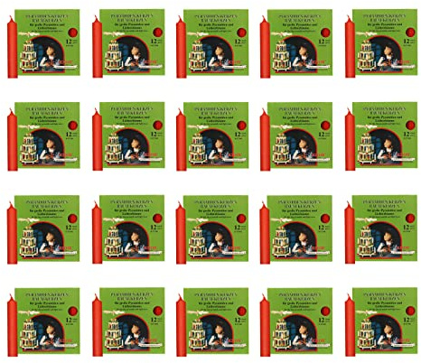 OLShop AG Knox Pyramidenkerzen rot, 20er Pack (20 x 12 Stück), Größe: ca. 17 x 100 mm Weihnachtskerzen