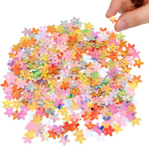NUOBESTY Flower Confetti Sequins for Wedding, 60g Colorful Double-Sided Flower Shape Table Confetti Sprinkles for Bridal Shower, Baby Shower, Birthday, Christmas, New Year, Party Decor, DIY Crafts