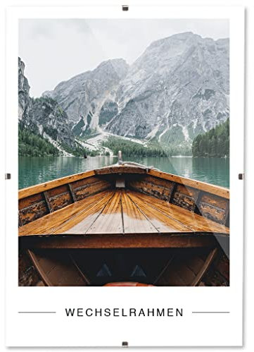 RAWWEST.BIS Rahmenloser 40x60 cm Bilderrahmen Bildhalter Cliprahmen Fotorahmen Kunstglas Plexi gut für Wohnzimmer, Esszimmer, Küche,Fotos Poster viele Größen Rechteckig mit Clips gut.
