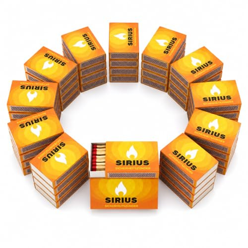 jameitop® Streichhölzer 60 Schachteln Sirius Haushaltszünder Zündholzschachtel Zündhölzer 2700 Stück Sicherheitszündhölzer, 45mm