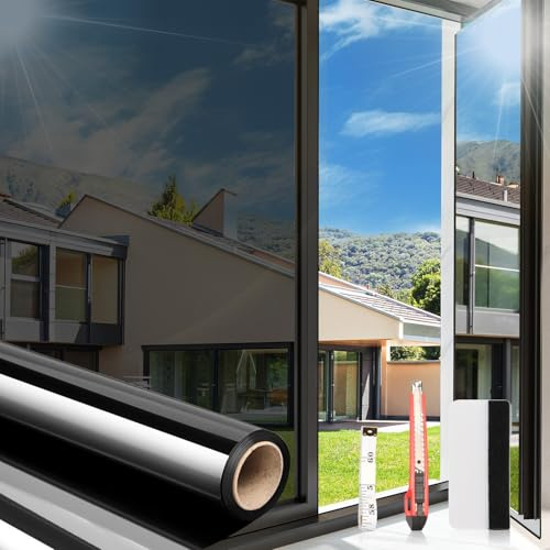 Arthome Heat Blocking Kit Anti-UV 90cmx460cm, Heat Control Window Stick Tint Reflective No Glue Static Cling Adhesive DIY One Way for Home and Office Sun Glare Reduction with Tool