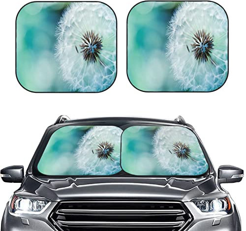 Auto Sonnenschutz Sonnenschutz Auto Frontscheibe Faltbar Motiv Strandwellen Auto Scheibenabdeckung Sommer Auto Zubehör Sonnenschutz 2-teilig 74x60cm mit Aufbewahrungstasche Frontscheibenabdeckung