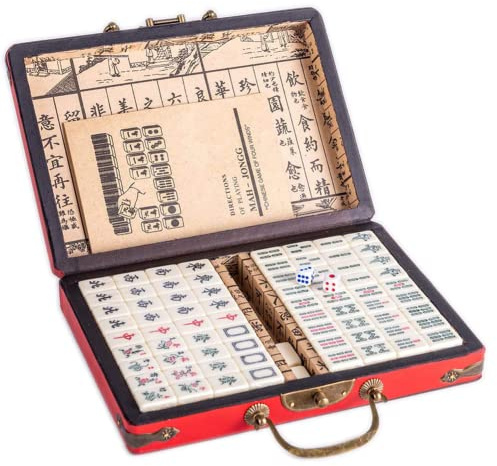 LSOAARRT Kinesisk Mahjong Set Full storlek 144 plattor (Mahjongg, Mah-Jongg, Mah Jongg set, Majiang) (L)