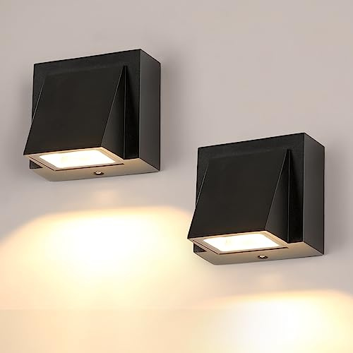 Comely 2 Piezas Aplique de Pared Exterior, Lámpara de pared Moderna, 5W 3000K Luz Blanca Cálida, Aplique LED de Pared Interior/Exterior para Salon, Dormitorio, Pasillo, Jardines y Patio