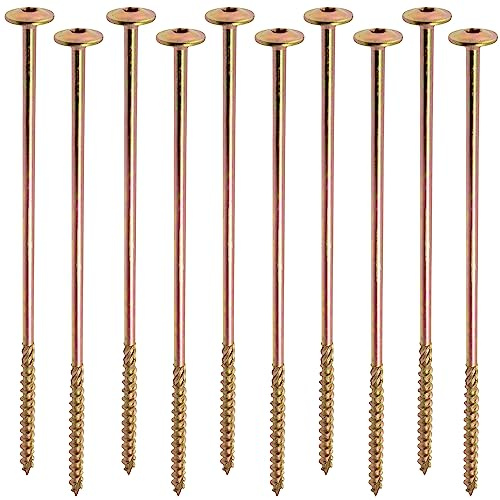 AERZETIX - Lot de 10 Vis à Bois Ø8x260mm à Tête Large Bombée - à Empreinte Étoile T40 - en Acier Zingué - Menuiserie, Contreplaqués, Agglomérés, Mélaminés