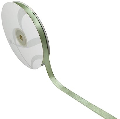 Nastro Doppio Raso 10mm X 50 Metri per Artigianato, Natale, Decorazioni, Adatto Per confezionare Regali, Feste di Compleanno, Matrimoni, Bomboniere (Verde Salvia)