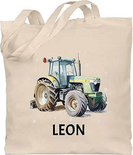 Geschenk mit Namen personalisiert by Shirtracer - Baumwolltasche - Trecker Name I Trecker Fan I Traktor Geschenk personalisiert I Geschenk Landwirt