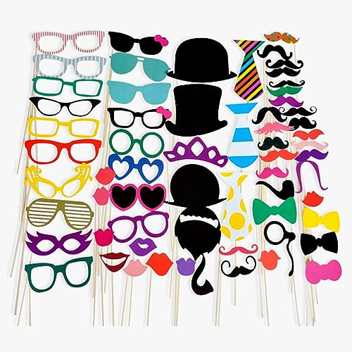 ATBUSS - Juego de 58 accesorios divertidos para cabina de fotos de boda, diseño de bigote, accesorios divertidos para cumpleaños, bodas, fiestas