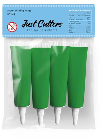 JUST CUTTERS Ready to Use Writing Icing Tubes, 19g, Instant Icing Pens for Cakes, Biscuits & Baking (Green)