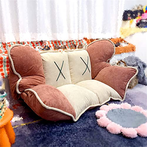 Lazy Schlafsofa, zusammenklappbares Lazy Sofa mit zwei Kissen, 5-fach verstellbares Doppel-Chaiselounge-Sofa, Bodencouch, zum Lesen oder Spielen im Schlafzimmer, Wohnzimmer, Balkon, Grau, 130 × 105