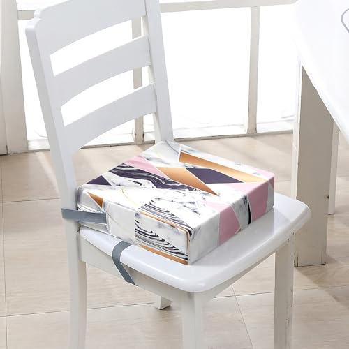 FANSU Kinder Sitzkissen Sitzerhöhung Stuhl, Marmor Druck Baby Kind Sitzkissen Quadrat Zerlegbar Kleinkinder Esszimmerstuhl ErhöHen Pad Esszimmer Boostersitze (grau,32x32x8cm)
