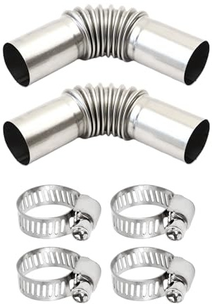 Lot de 2 tuyaux d'échappement de 24 mm, joint coudé pour pot d'échappement, tuyau d'échappement de voiture, tuyau d'échappement de chauffage, collier de serrage pour tuyau d'échappement en acier