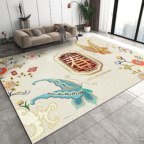 Wohnzimmer-Teppich Für Den Innen- Und Außenbereich, 3D-Gedruckte Frohes Neues Jahr Schmetterling, Weiche, rutschfeste Bodenmatte Für Küche, Sofa, Flur, Schlafzimmer, Wohnkultur 180 X 280 cm -8T3N