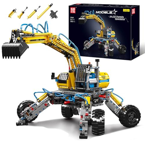Mould King 17060 Technik Geländebagger Bauset, MOC Bagger (1392+ Stücke) Technologie Baumaschine Klemmbausteine Bausatz Ausstellung Modell Bausatz, geeignet als Spielzeug für Erwachsene