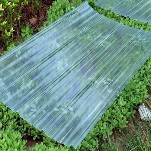 Fogli Pretagliati di Vetroresina,Copertura Tettoia,Pannelli da Tetto Trasparente in FRP Spessa 1,5mm,Lamiere Ondulate Antipioggia,Lastra per Copertur Muto,per Serra,Garage (0.9x0.6m/35x24in,1 Pcs)