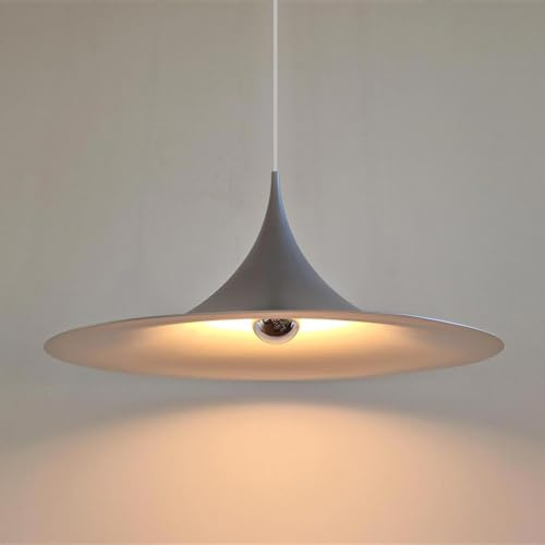 Planetitaly Lampadario industriale LED E27 cappello strega pendente vintage minimal tromba luce tavolo cucina pizzeria ristorante 230V (Bianco)