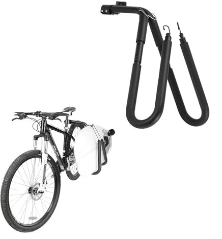 Gettimore Surfbrett-Halterung, Aluminiumlegierung, Surfbrett-Halterung und Halterung mit schützender Schaumstoff-Baumwollhülle für Shortboard, Surfbrett, Snowboard, Schwarz