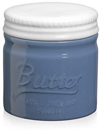 DOWAN Französische Butterdose, Keramik Buttertopf mit Wassersiegel | Porzellan Butterglocke, für den Frühstückstisch, hält Butter wochenlang streichzart ohne Kühlschrank, spülmaschinenfest