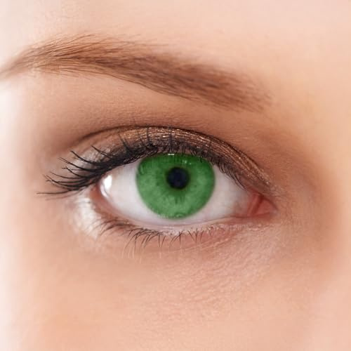 Easy Day Color Monthly Lens - VERDE INTENSO Natural Super Realistic Design a 3 Tonalità - Lenti a Contatto Cosmetiche Mensili Senza Correzione, Gradazione 0,00 Diottrie